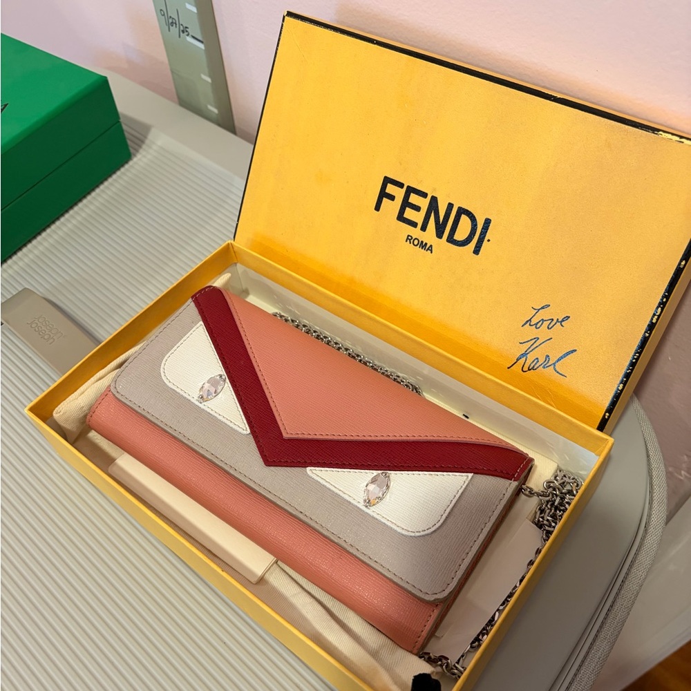 Fendi Pink, Red, and White Clutch